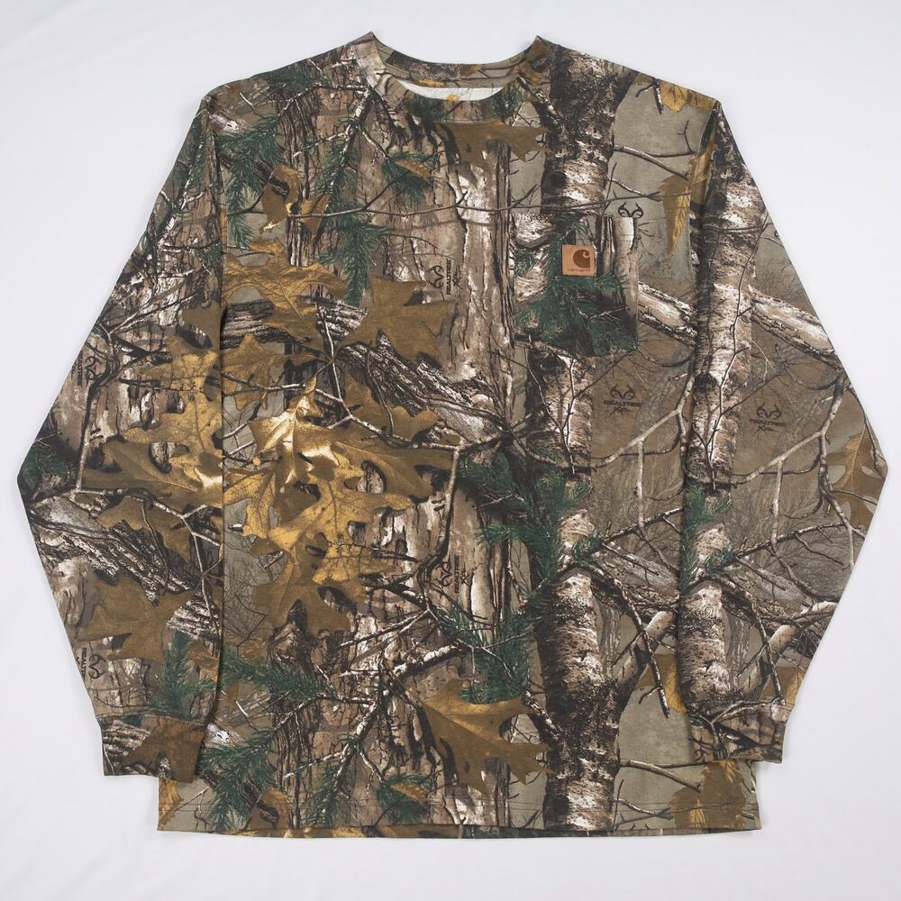 Vintage Carhartt K285 977 Realtree Camo Cotton Long Sleeve Pocket Shirt Medium